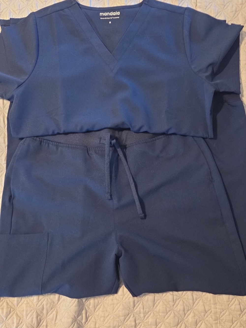 Mandala Women's Navy Scrub Top & Bottom